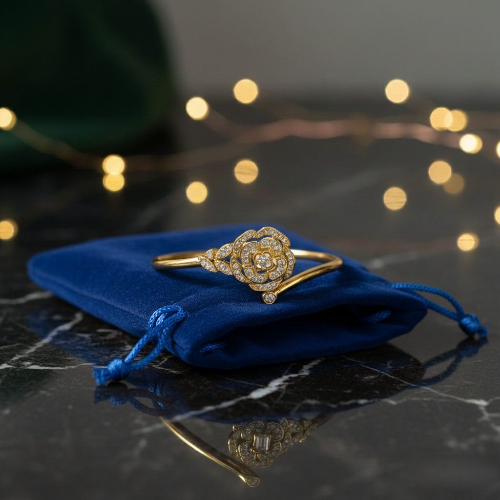 Rose Cuff Kada - Gold